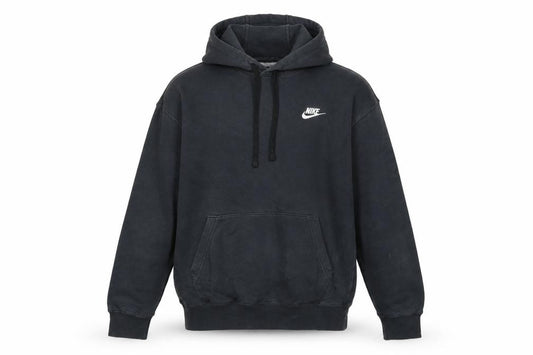 Front view of Nike Men's Black Hoodie M Pullover Cotton Blend Logo Sporty