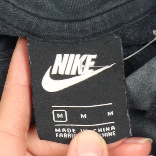 Nike Men's Black Hoodie M Pullover Cotton Blend Logo Sporty