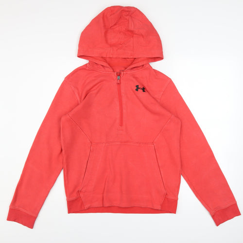 Under Armour Boys Red 1/4 Zip Pullover Hoodie Size 158