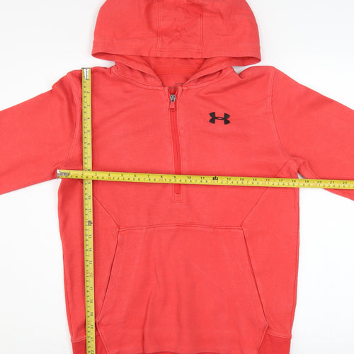 Under Armour Boys Red 1/4 Zip Pullover Hoodie Size 158