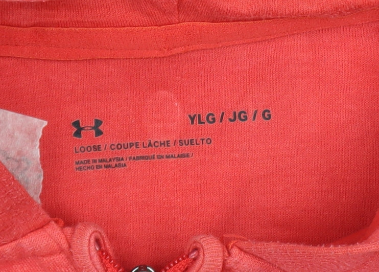 Under Armour Boys Red 1/4 Zip Pullover Hoodie Size 158