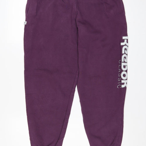 Reebok Classic Womens Purple Jogger Sweatpants S Cotton Blend