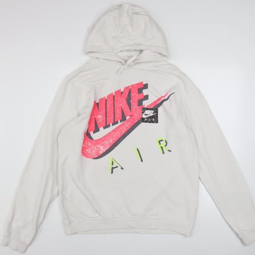 Nike Air Men's White Pullover Hoodie L Graphic Logo Sportswear