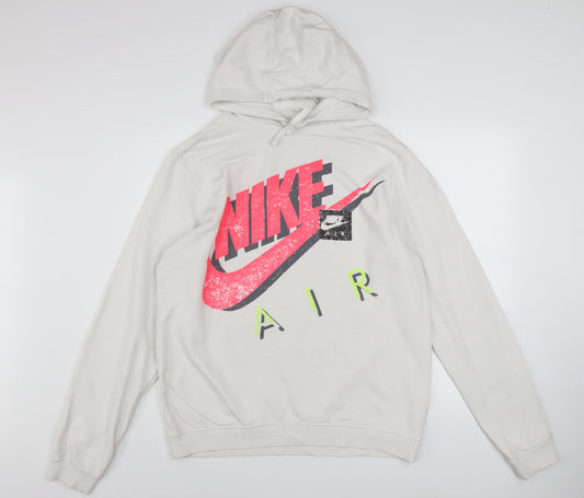 Nike Air Men's White Pullover Hoodie L Graphic Logo Sportswear