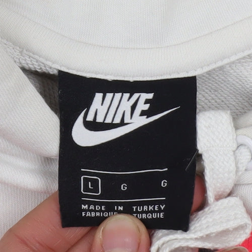 Nike Air Men's White Pullover Hoodie L Graphic Logo Sportswear