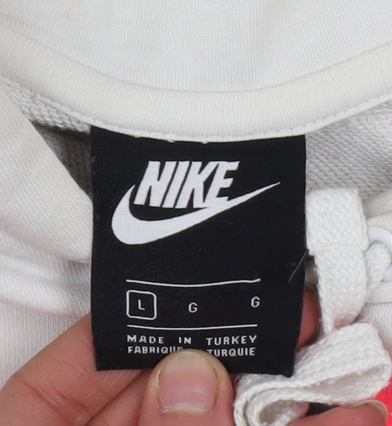 Nike Air Men's White Pullover Hoodie L Graphic Logo Sportswear