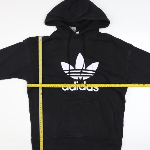 Adidas Womens Black Hoodie UK 8 Pullover Cotton Logo Sweatshirt