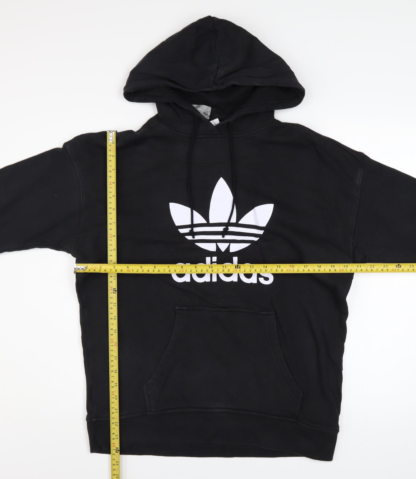 Adidas Womens Black Hoodie UK 8 Pullover Cotton Logo Sweatshirt