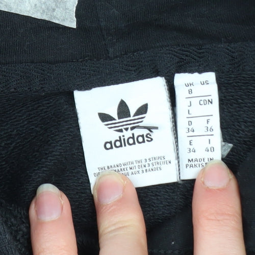 Adidas Womens Black Hoodie UK 8 Pullover Cotton Logo Sweatshirt