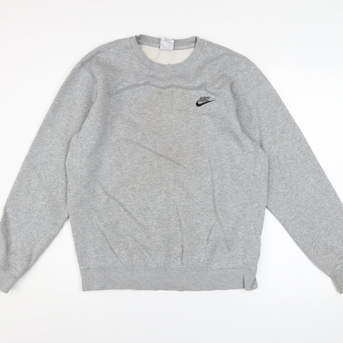 Nike Mens Grey Small Logo Crew Neck Pullover Sweatshirt