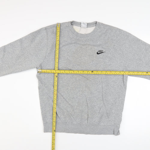 Nike Mens Grey Small Logo Crew Neck Pullover Sweatshirt