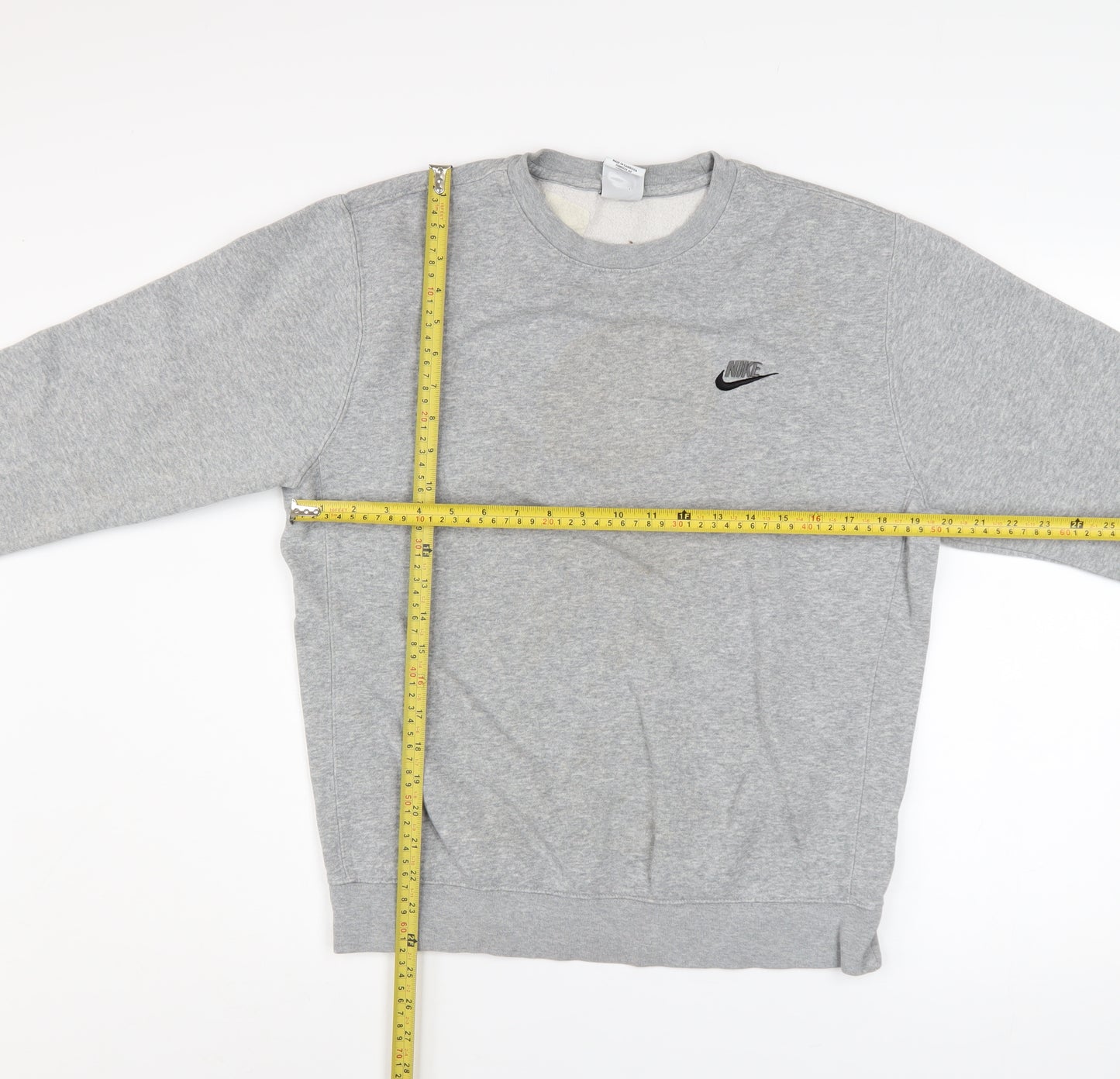 Nike Mens Grey Small Logo Crew Neck Pullover Sweatshirt