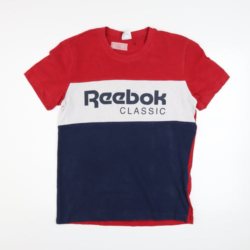 Reebok Classic Men's Red White Blue Colourblock Cotton T-Shirt Size M