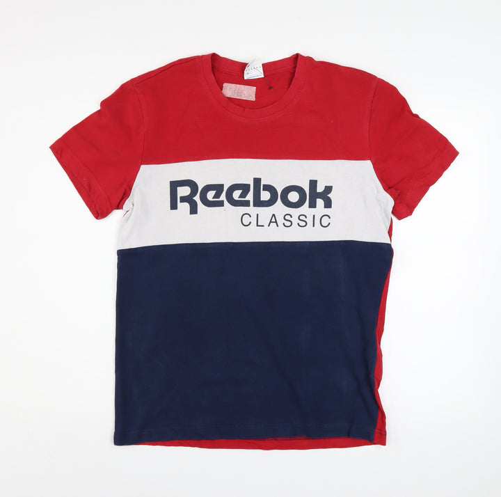 Reebok Classic Men's Red White Blue Colourblock Cotton T-Shirt Size M