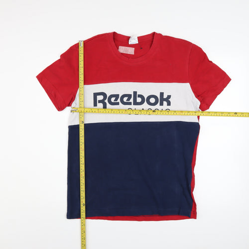 Reebok Classic Men's Red White Blue Colourblock Cotton T-Shirt Size M