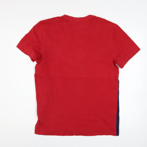 Reebok Classic Men's Red White Blue Colourblock Cotton T-Shirt Size M