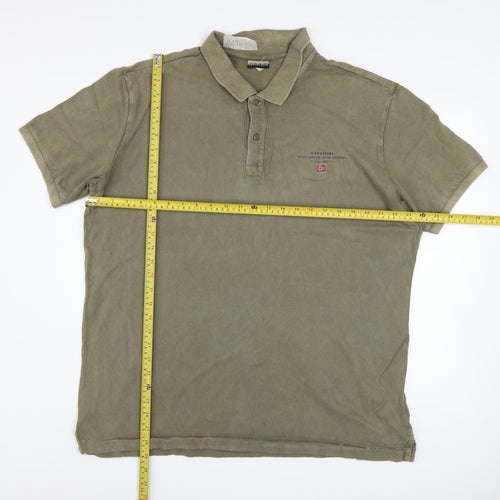 Napapijri Men's Green 2XL Regular Fit Cotton Polo Shirt