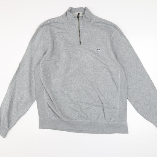 Original Penguin Men’s Grey 1/4 Zip Mock Neck Sweatshirt Size M