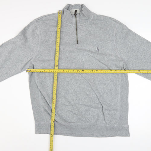 Original Penguin Men’s Grey 1/4 Zip Mock Neck Sweatshirt Size M