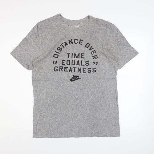 Nike Men's Grey Graphic Athletic Fit Sports T-Shirt Size M