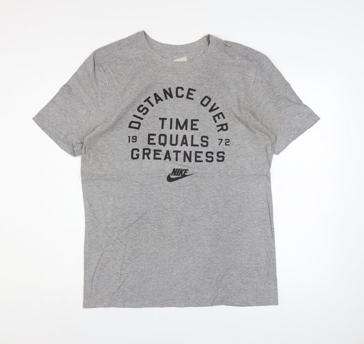 Nike Men's Grey Graphic Athletic Fit Sports T-Shirt Size M