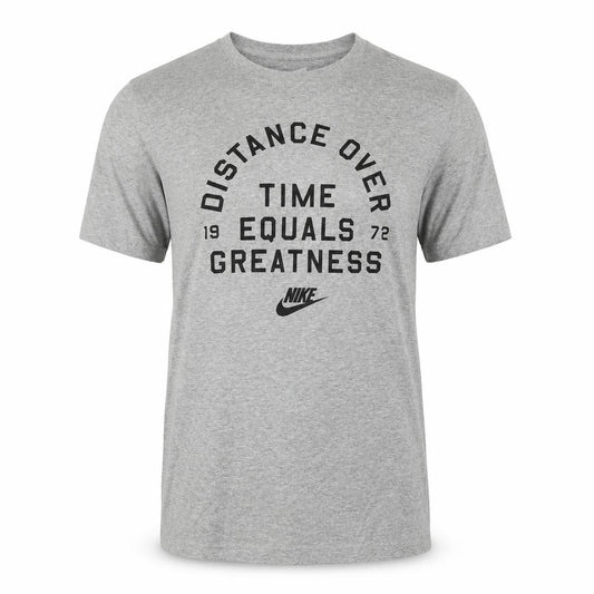 Front view of Nike Men's Grey Graphic Athletic Fit Sports T-Shirt, size M