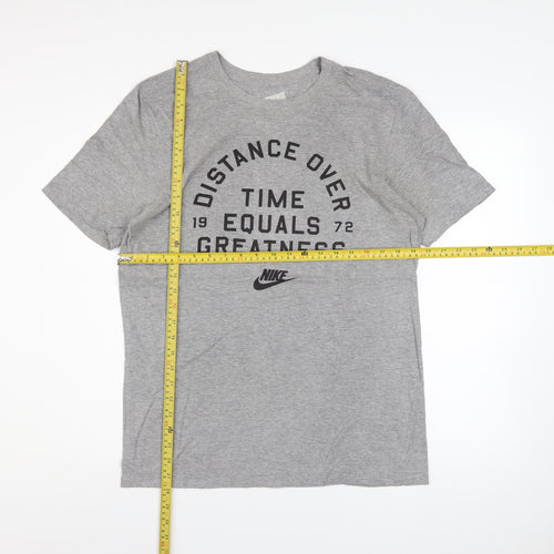 Nike Men's Grey Graphic Athletic Fit Sports T-Shirt Size M