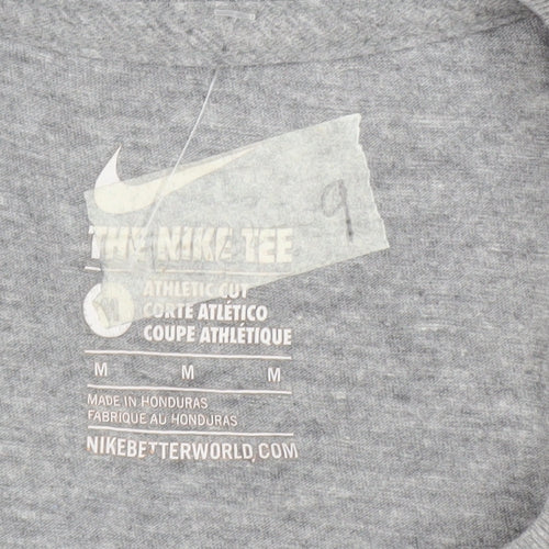 Nike Men's Grey Graphic Athletic Fit Sports T-Shirt Size M