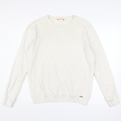 Hugo Boss Men's Beige Logo Pullover Sweatshirt Size M