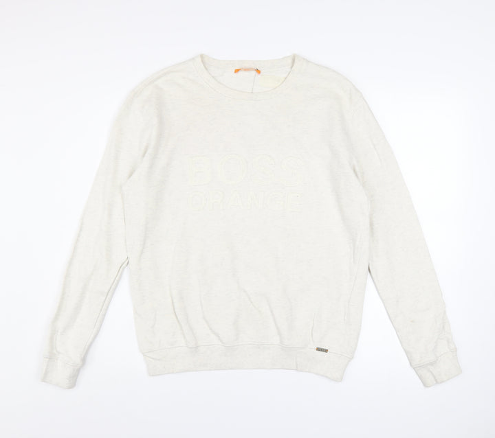 Hugo Boss Men's Beige Logo Pullover Sweatshirt Size M