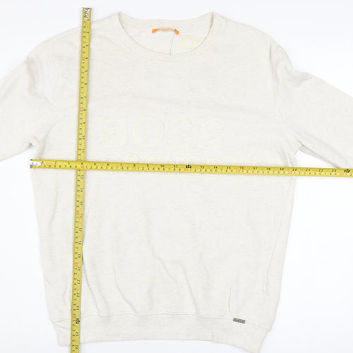 Hugo Boss Men's Beige Logo Pullover Sweatshirt Size M
