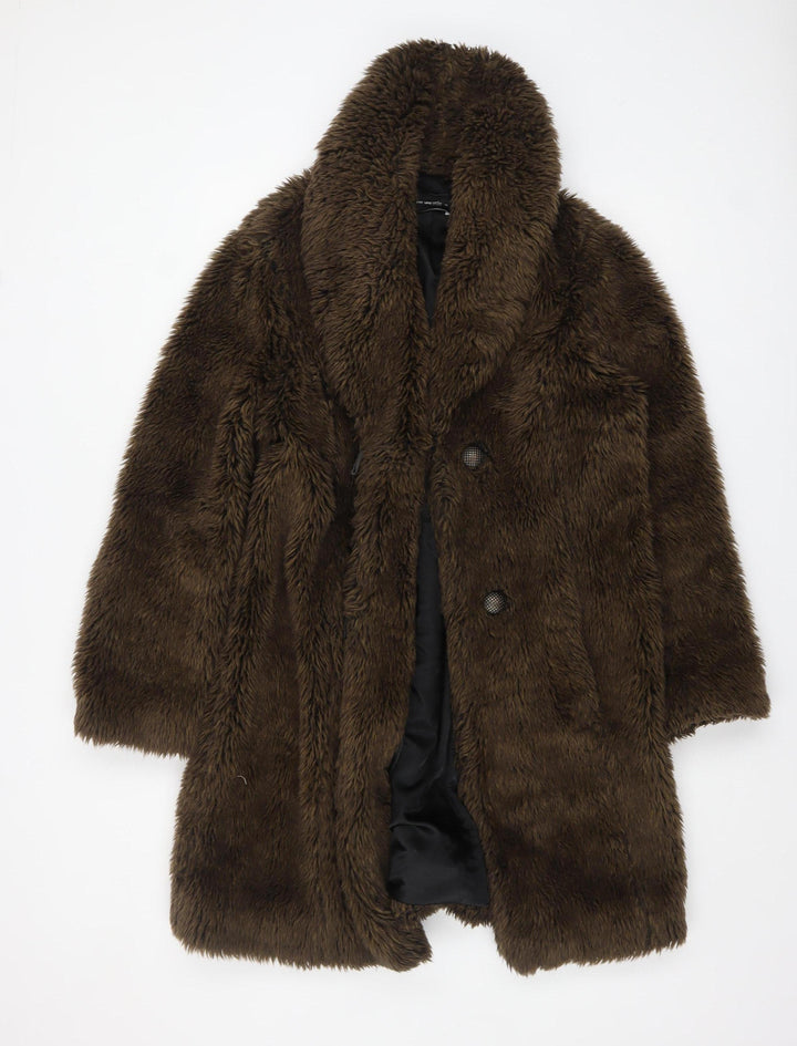 Marks and Spencer Per Una Women's Brown Faux Fur Mid-Length Coat M