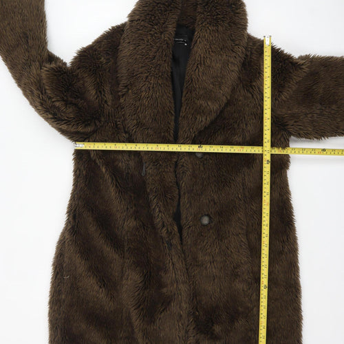 Marks and Spencer Per Una Women's Brown Faux Fur Mid-Length Coat M