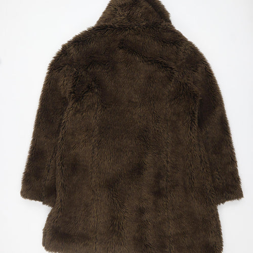 Marks and Spencer Per Una Women's Brown Faux Fur Mid-Length Coat M
