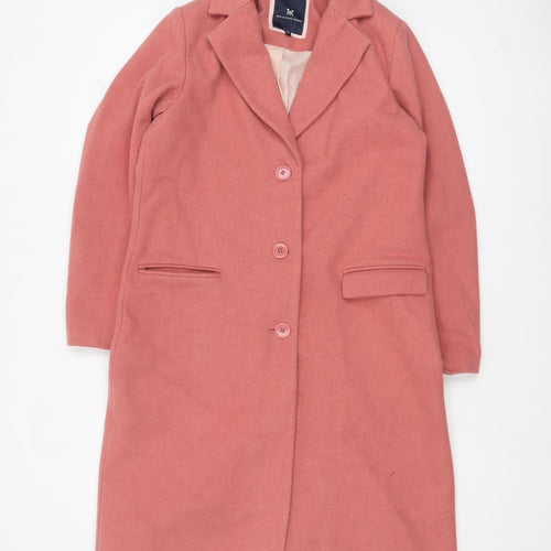 Crew Clothing Women’s Pink Wool Blend Long Overcoat Size 10