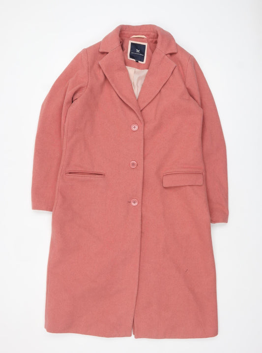 Crew Clothing Women’s Pink Wool Blend Long Overcoat Size 10