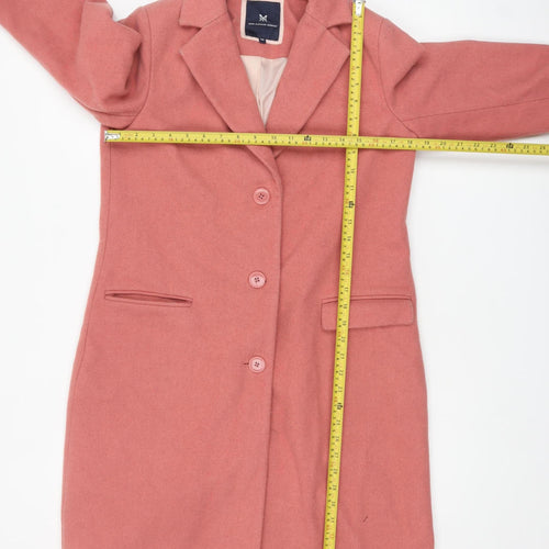 Crew Clothing Women’s Pink Wool Blend Long Overcoat Size 10