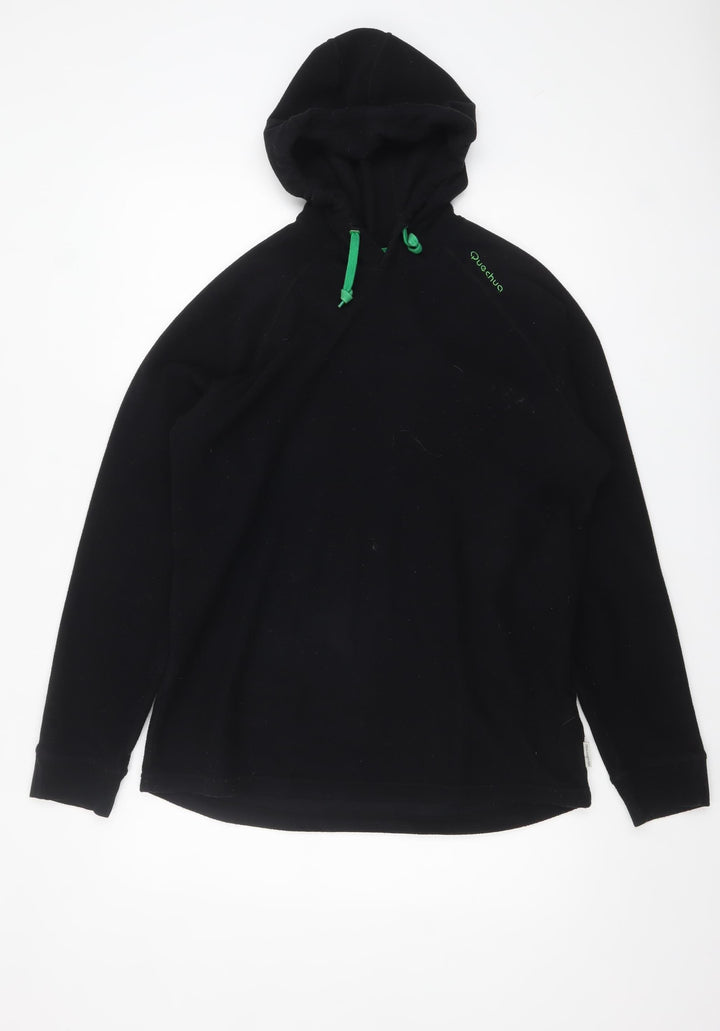 Quechua Men's Black Fleece Pullover Hoodie Size L Outdoor Wear