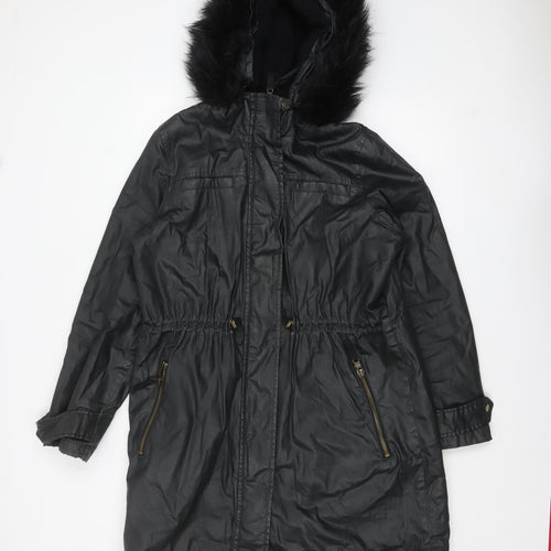 Marks and Spencer Women’s Black Faux Fur Hooded Parka Coat Size 14