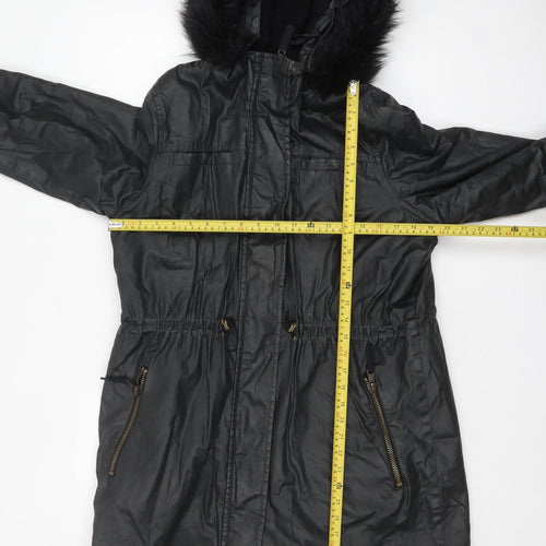 Marks and Spencer Women’s Black Faux Fur Hooded Parka Coat Size 14