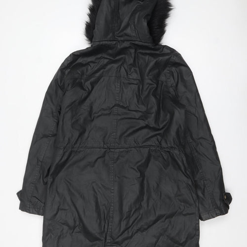 Marks and Spencer Women’s Black Faux Fur Hooded Parka Coat Size 14