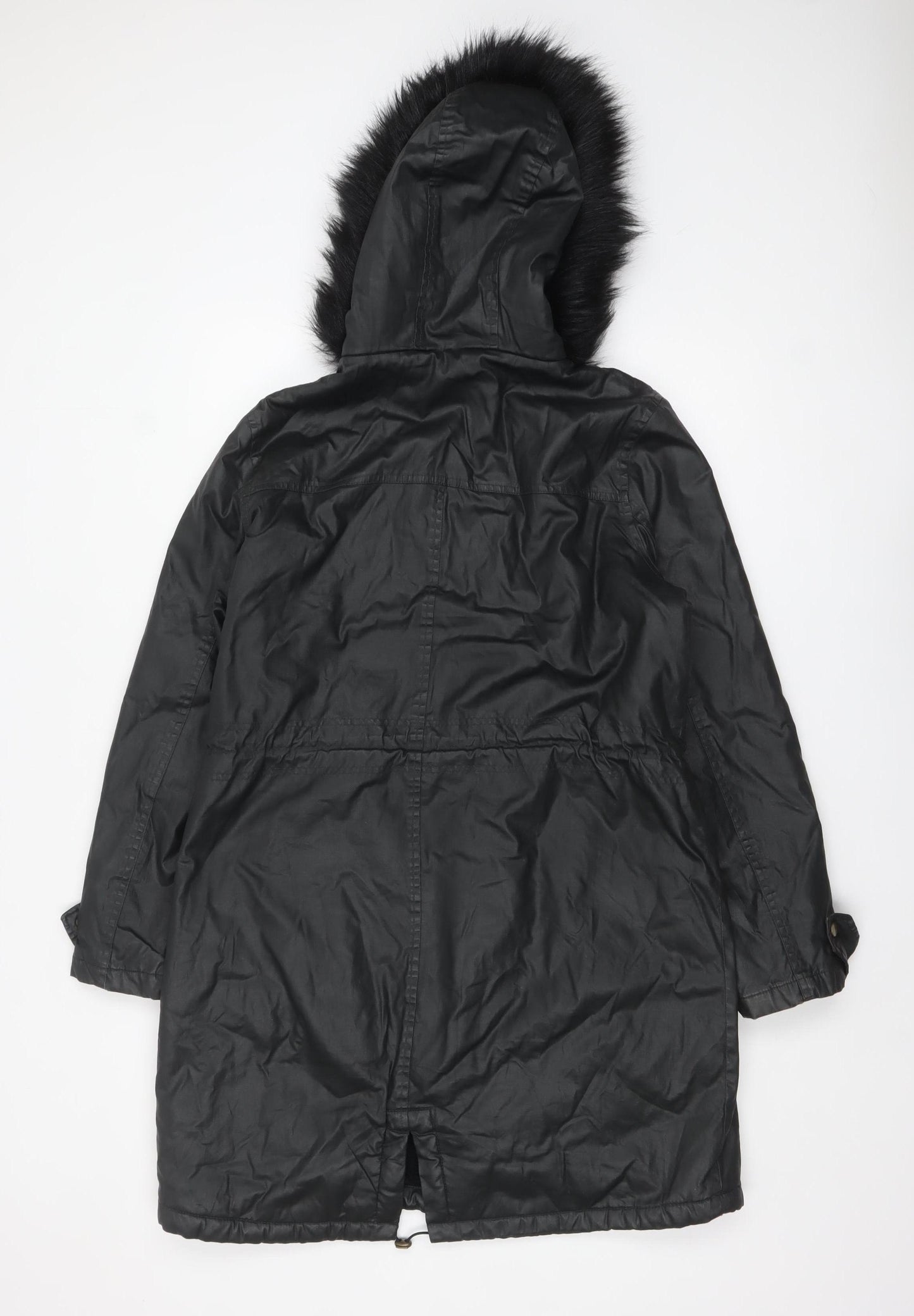 Marks and Spencer Women’s Black Faux Fur Hooded Parka Coat Size 14