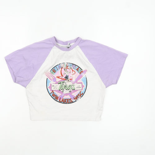 Reclaimed Vintage Women's Multicoloured Cropped T-Shirt Size 8