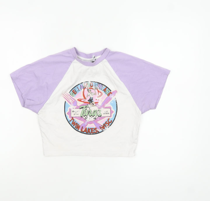 Reclaimed Vintage Women's Multicoloured Cropped T-Shirt Size 8