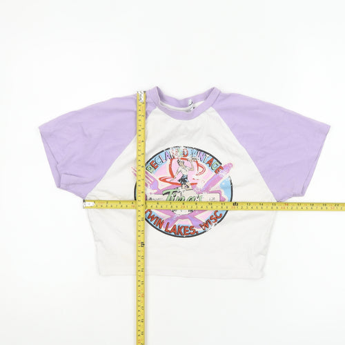 Reclaimed Vintage Women's Multicoloured Cropped T-Shirt Size 8