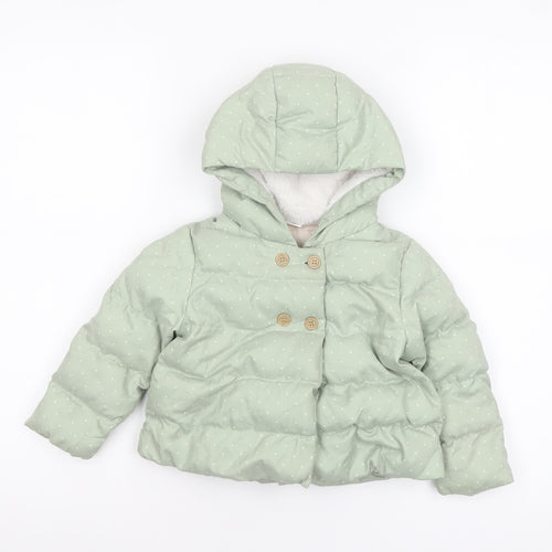 Next Unisex Baby Green Puffer Jacket Hooded Quilted Coat 18-24 Months
