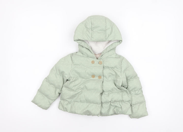 Next Unisex Baby Green Puffer Jacket Hooded Quilted Coat 18-24 Months