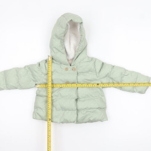 Next Unisex Baby Green Puffer Jacket Hooded Quilted Coat 18-24 Months