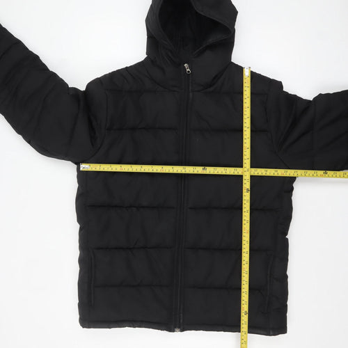 TRN 1961 Men's Black L Hooded Puffer Jacket Winter Lined Zip