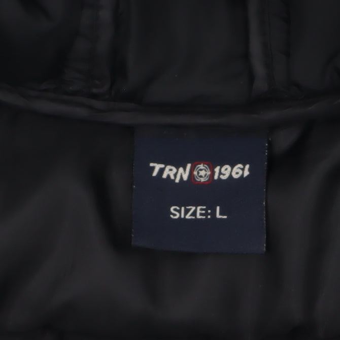 TRN 1961 Men's Black L Hooded Puffer Jacket Winter Lined Zip